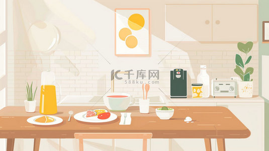 食物合成背景图片_绘画餐桌食物合成创意素材背景