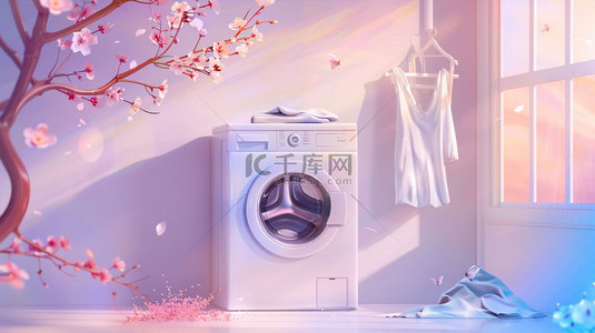 衣服挂拍背景图片_鲜花洗衣机衣服合成创意素材背景