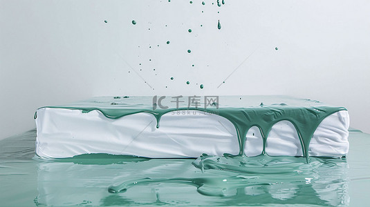 床垫背景图片_绿色液体床垫泼洒合成创意素材背景