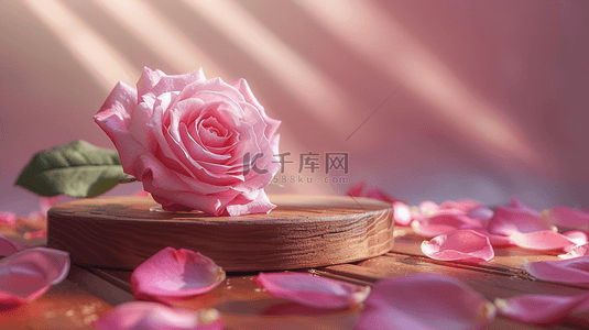 520背景图片_粉色520装饰花朵展台电商背景