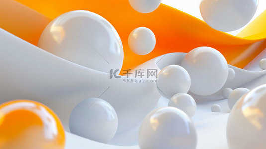 白橙菱形圆球合成创意素材背景