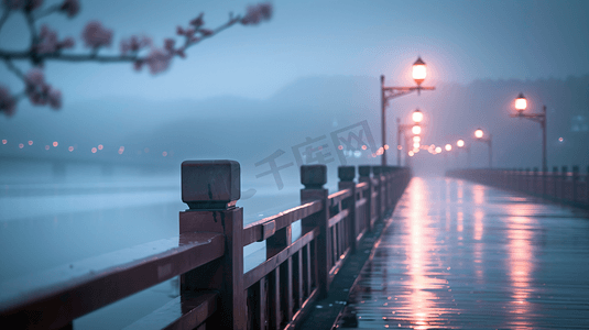 花运输摄影照片_雨天的桥和道路交通摄影7