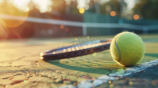 草坪白线网球运动摄影照片