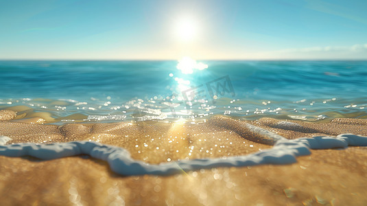 太阳照射海面海水的摄影高清图片