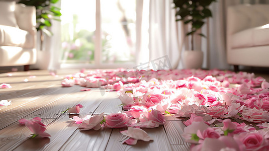 室内地板花朵浪漫摄影照片