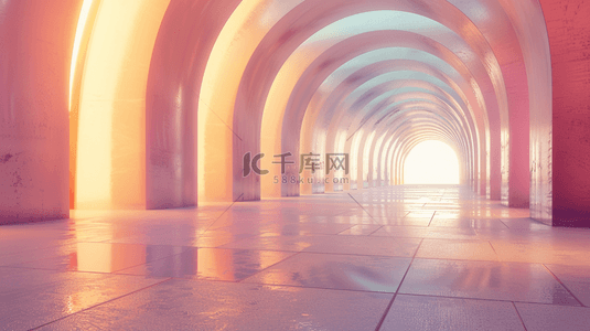 霓虹灯彩色背景图片_彩色未来感科技隧道背景