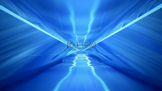 商务背景背景图片_蓝色空间光线光束走廊射线的背景