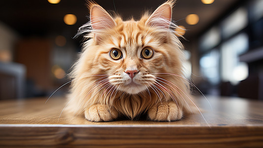 桌子上的一只可爱猫咪图片