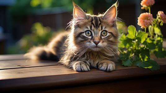 桌子上的一只可爱猫咪摄影配图