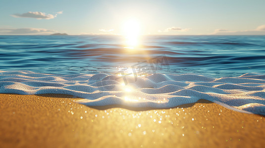 太阳照射海面海水的摄影高清图片