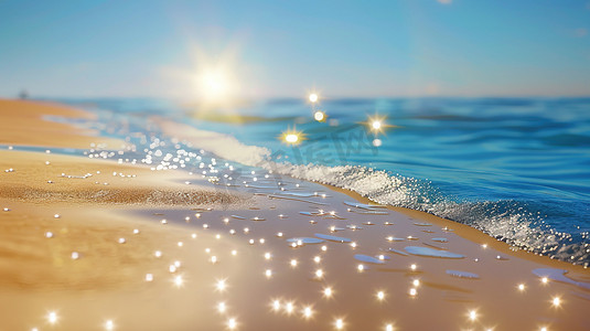 太阳照射海面海水的摄影照片