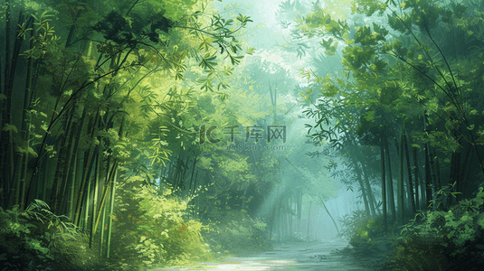 山水背景图片_绿色森林竹子景色风景的背景