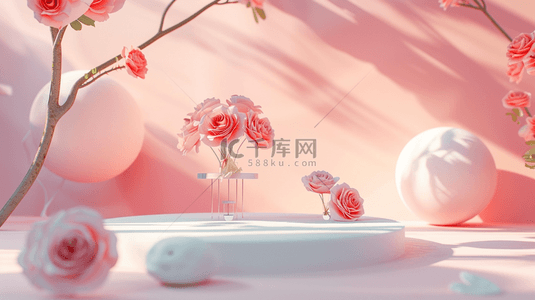 520背景图片_520情人节花朵装饰电商背景