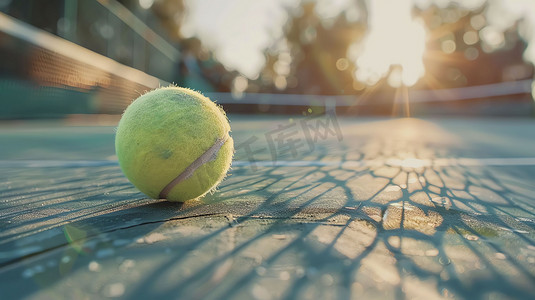 网球摄影照片_草坪白线网球运动摄影照片