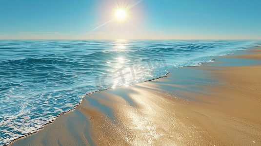 太阳照射海面海水的摄影摄影照片