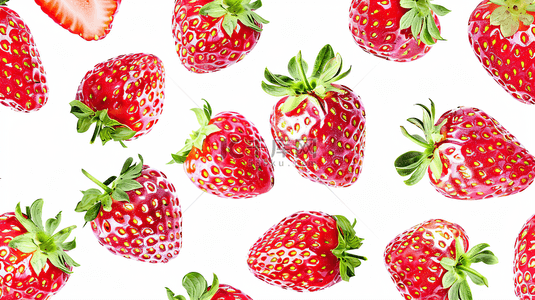 白色水果背景图片_草莓图案白色背景3