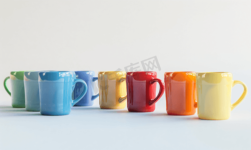 不同种类的颜色不同的杯子的剪贴视图Name