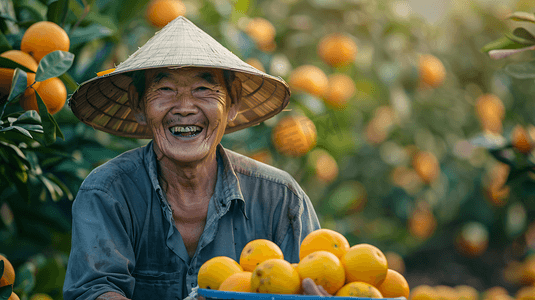 采摘橘子的果农摄影5