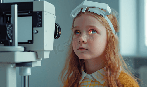 接受视力检测的小女孩