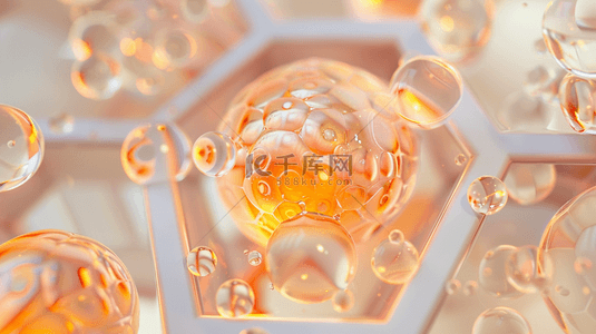 质感球背景图片_金黄色水晶球生物细胞的背景