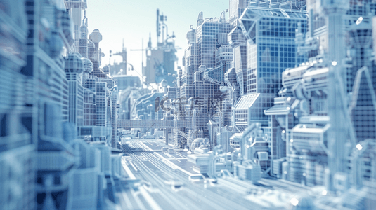 未来科技感城市模型背景
