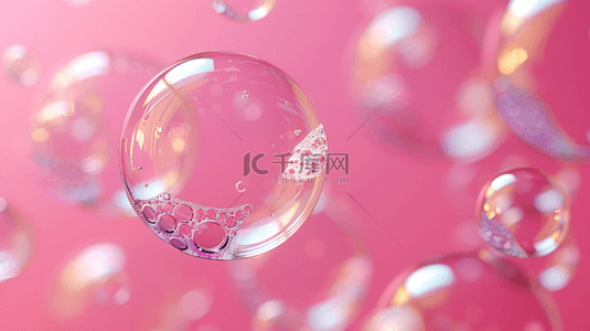 透明水泡背景图片_粉红底色上的透明泡泡背景