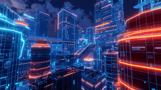 未来科技感城市模型背景