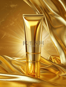 金色塑管包装护肤品的拍摄的背景