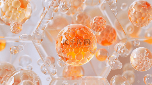 质感球背景图片_金黄色水晶球生物细胞的背景