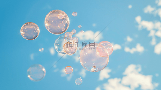 蓝天下漂浮的泡泡背景