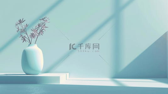 鲜花设计背景图片_淡蓝色室内鲜花花瓶装饰背景