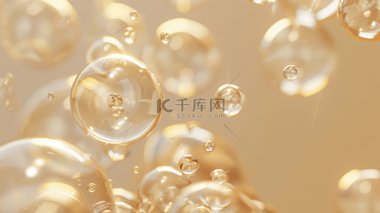 美的热水器背景图片_金黄色气泡泡沫晶莹剔透的背景
