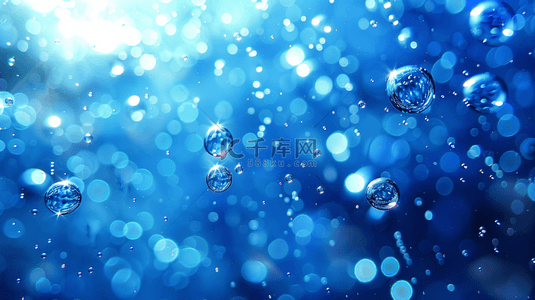 蓝气泡背景图片_闪烁着气泡的蓝色的水背景