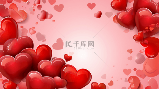 红色爱心浪漫边框背景