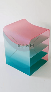 蓝粉色抽象展台玻璃质感产品展台背景图