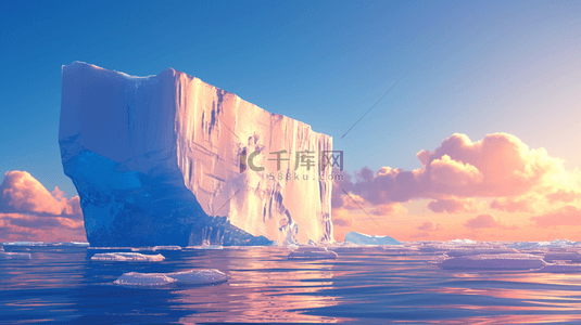 冰山背景图片_唯美蓝色海面上冰山一角的背景