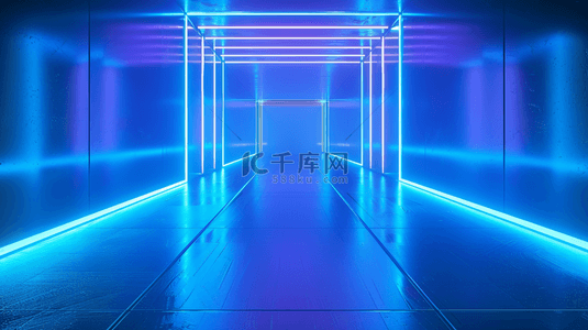 春节蓝色背景图片_蓝色场景空间灯光走廊的背景