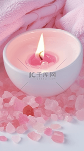 粉色香薰蜡烛浪漫场景背景素材