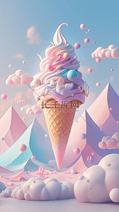 夏季清凉图背景图片_夏天清凉3D粉彩冰淇淋背景图