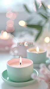 粉色香薰蜡烛浪漫场景设计图