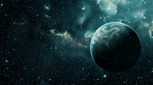 深色彩光星空行星运地球表面星光闪耀的背景