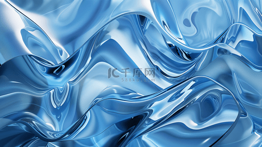 蓝色流面流光设计风格抽象商务背景