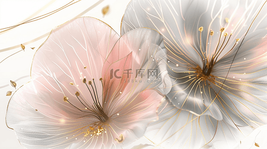设计中式背景图片_中式国画艺术风格粉色唯美花朵的背景