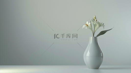 鲜花设计背景图片_3D灰底植物盆栽背景