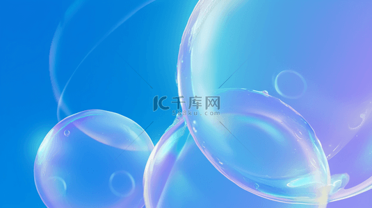 蓝气泡背景图片_蓝紫色618夏天补水透明玻璃质感气泡背景
