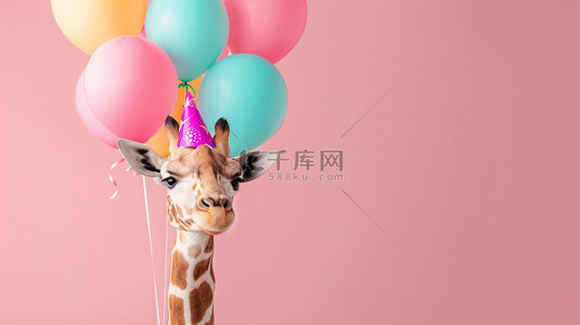 生日动物背景图片_动物气球生日合成创意素材背景