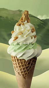 夏日清凉饮品抹茶味冰淇淋设计图