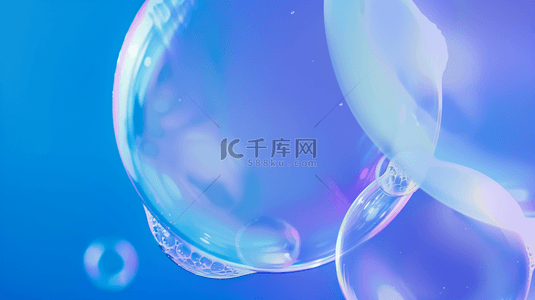 蓝气泡背景图片_蓝紫色618夏天补水透明玻璃质感气泡图片