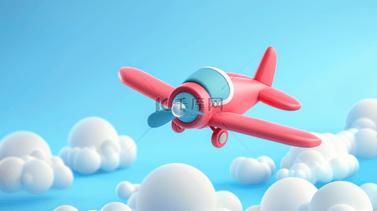 六一儿童节梦想飞机3D直升飞机背景图