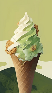 夏季清凉图背景图片_夏日清凉饮品抹茶味冰淇淋5背景图
